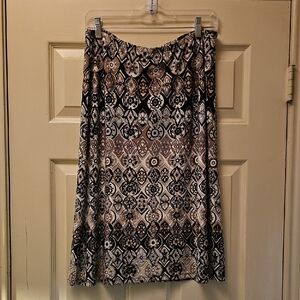Cato Geometric Black and Brown Midi Skirt